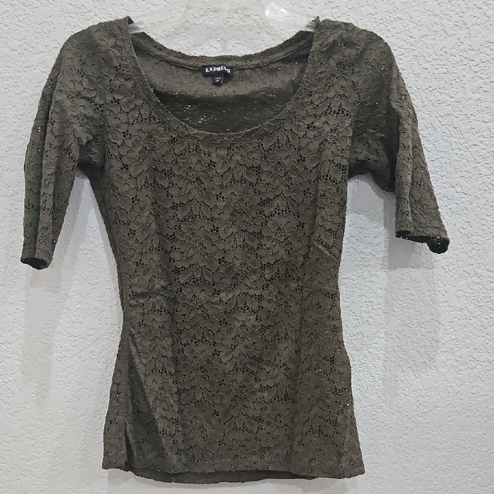 Express Olive Lace Women's Top